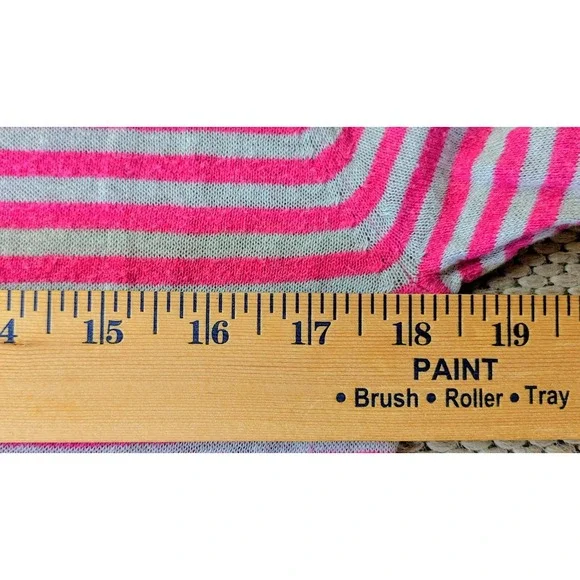 Columbia Women's TopSize S Pink Henley Linen Blend Stripe Classic Essential - Picture 5 of 6